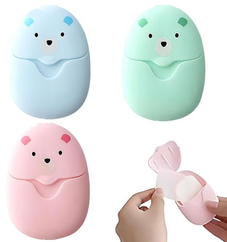 150 Fogli di Sapone Portatile, Sapone Istantaneo per Mani Senza Acqua, Igiene in Viaggio, Borsetta, Ufficio, Verde Blu Rosa, Confezione Compatta