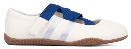 Tigeridea Sneakers for Women Fashion Retro Mary Jane Sneakers Comfortable Business Casual Tennis Shoes Lightweight Slip On Ballet Flats Footwear, White Silver, 7 UK