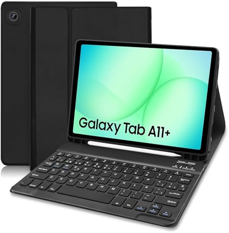 XUKUWU Funda Teclado para Samsung Galaxy Tab A11 Plus 2025/ A9 Plus 11 Pulgadas 2023, QWERTY Español Ñ, Funda con Teclado Bluetooth Magnético Desmontable para Samsung Galaxy Tab A11+ / A9+, Negro