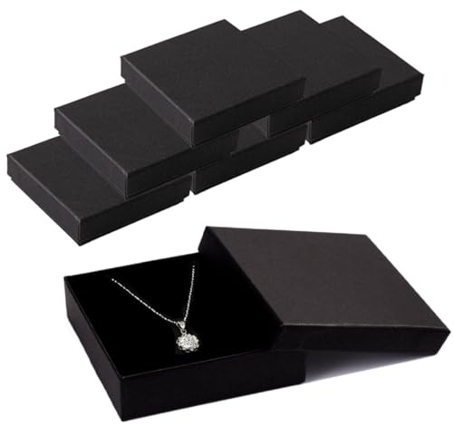 EAVUYIS 6 Pezzi Scatoline Regalo Per Gioielli, 8 x 8 x 2cm Scatola Regalo Nera, Bracciale, Per Orecchini, Molto Adatto per la conservazione dei Gioielli