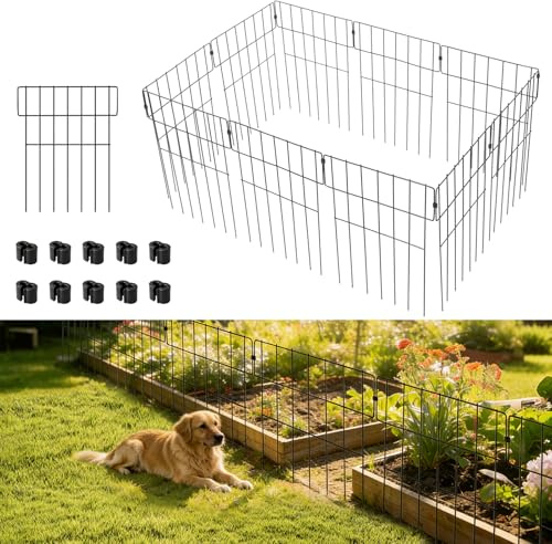 10 Pack Metal Decorative Garden Fence, 43cm H X 33cm B Metal Fence Panels