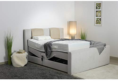 PAARA Boxspringbett | 10.000 Newton Motorleistung | LED | Antirutsch-Matten | Royal-WS® Taschenfederkern Matratze mit GELAX® Topper Kern | Made in Germany (180 x 200 cm)