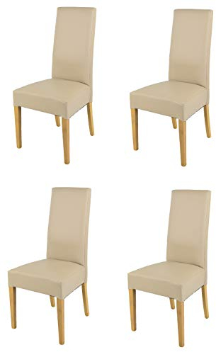 t m c s Tommychairs - 4er Set Moderne Stühle Luisa für Küche und Esszimmer, robuste Struktur aus lackiertem Buchenholz Farbe Eiche, Gepolstert und mit Kunstleder in der Farbe Leinen bezogen