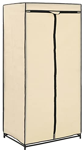 vidaXL Kleiderschrank mit Reißverschlüssen Faltschrank Stoffschrank Campingschrank Garderobe Schrank Regal Garderobenschrank Creme 75x50x160cm