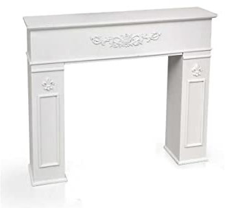 Cornice camino caminetto struttura in legno colore bianco schabby chic 110 * 23 * 94 cm FZS-829703