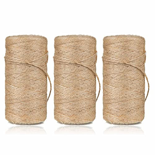 MUIZZ Garden Twine Heavy Duty Natural Jute String for Crafts Rope Gardening Decoration Gift Wrapping Packing Bakery Boxes Vintage Style Gifts Floristry DIY Arts and Brown (3 Pack), One Size (Sn-12)
