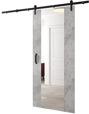 KRYSPOL Schiebetürsystem LOFTIKO 2 Komplett-Set für Schiebetüren, Trennwände Innentüren (Beton)