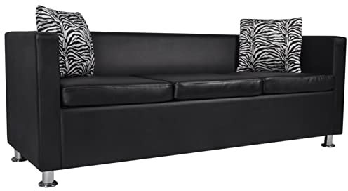 LAPOOH Sofá de 3 plazas, Sofa Cama, Sofas De Salon, Sillón Sofá Cama, Sofas Modernos, de Cuero Artificial Negro