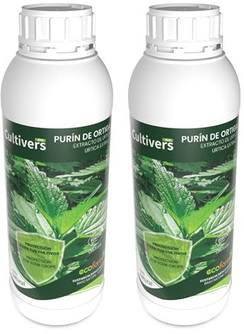 Cultivers Purín de Ortiga Ecológico Plantas 2x1 L. Fungicida Corrige la clorosis férrica. Sustancia Básica Natural Abono preventivo contra las plagas control de hongos. Poder Reverdeciente