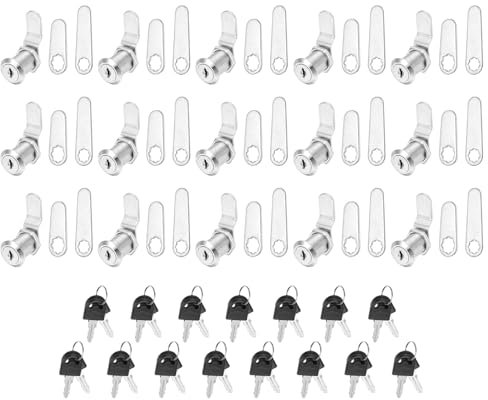 PATIKIL Lucchetti Cabinet con Chiave Uguali da 1/8 di Pollice, 15 Pezzi Sostituzione Serratura a Camma Cilindro per Cassetto RV Carrello di Stoccaggio Posta, Argento