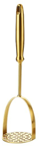 Orolotay Triturador de Patatas de Acero Inoxidable Dorado, Prensa de Patatas Doméstica, Triturador Manual Multifuncional