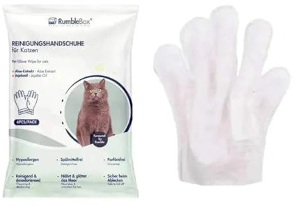 RumbleBox Feuchttücher für Katzen & Hunde, Handschuh-Feuchttücher für Haustiere, Sanfte Fellpflege, Reinigung & Massage, Optimal für Outdoor-Katzen, präzise Reinigung mit Handschuhform