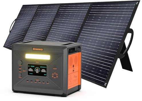 Greenery G2500 Centrale Elettrica Portatile 2304 Wh con Batteria LiFePO4, Generatore D'emergenza 2500 W con Pannello Solare da 400 W, per Campeggio, Backup Casa, Alimentazione Outdoor