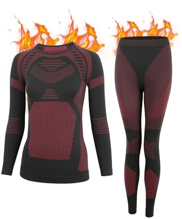 Ewzzeed Thermal Underwear Set Womens，Ski Base Layers Women Set, Quick Dry Thermal Underlayer，Ladies Thermal Clothing & Leggings for Running Skiing Cycling Workout Purple