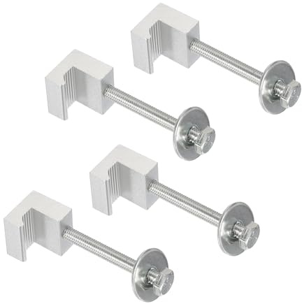 sourcing map 4 ganci a J Crossover, kit di montaggio per cassetta degli attrezzi in alluminio per camion pickup, montaggio cassetta degli attrezzi, superficie anodizzata con dadi di fissaggio, argento