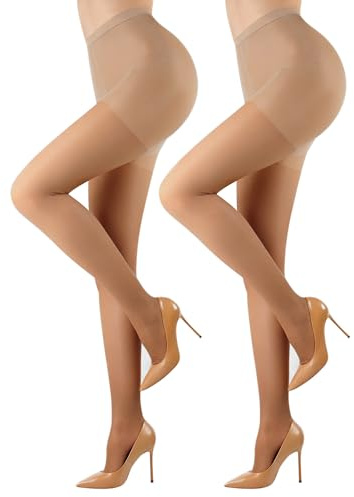 PROPOG Collant 30 Denari Nero Donna - Calze Nere Donna Trasparenti Elasticizzate con Rinforzo Anti-Strappo, 2 Paia Comodi ed Eleganti per Ufficio e Vita Quotidiana