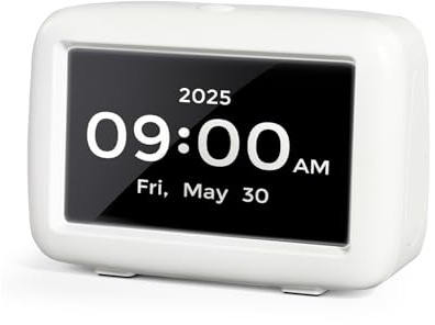 PILSAMAS Orologio parlante per anziani con 8 promemoria pillole medicinali, cifre grandi, 12 avvisi di eventi personalizzati, 5 Aalram e auto DST, sveglia da comodino e scrivania per non vedenti