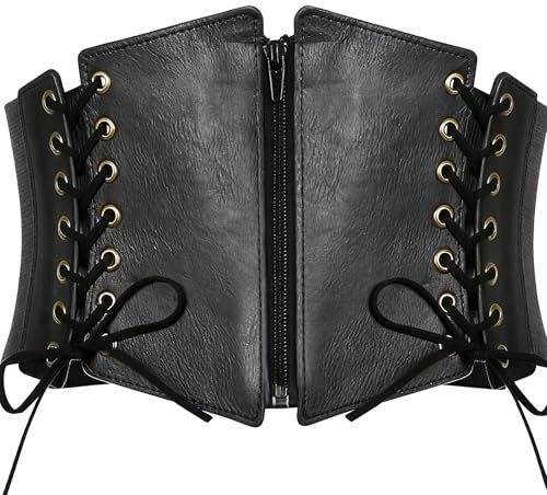 BOUTIKS Corsetto Nero Donna per Costume da Pirata & Catwoman - Bustino Steccato Adatto a Circonferenza Vita 60-80cm - Corsetto Versatile per Halloween, Carnevale & Cosplay