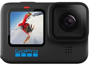 GoPro HERO10 Black - Waterproof Action Camera with Front LCD and Touch Rear Screens, 5.3K60 Ultra HD Video, 23MP Photos, 1080p Live Streaming, Webcam, Stabilization (Renewed)