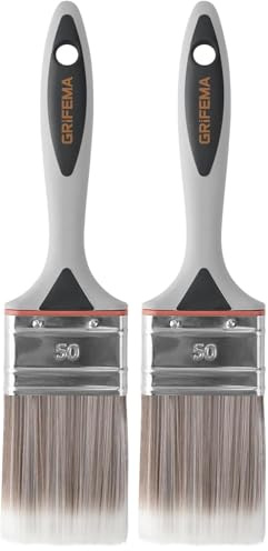GRIFEMA GA4201-1, Pinceaux à Peinture 2 Pouces, Pinceau Plat, pour Meubles, Murs, Clôtures, Largeur des Poils 50 mm, 1 Pièce (Lot de 2)