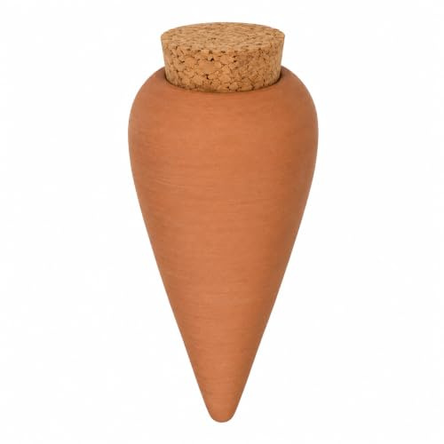 HISPACERAMICA Regador Automático de Cerámica para Plantas | Sistema de Autorriego para Macetas | Cono de Riego por Goteo de Barro Rojo | Depósito de 250 ml | Fabricado en España | Terracota