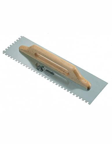 AUSONIA - 42086 LLANA DE ALBANIL GRANDE CON HOJA DE ACERO DE 48 X 14 CON DENTADO DE 10 X 10 FIJADA CON REMACHES AL MANGO DE MADERA