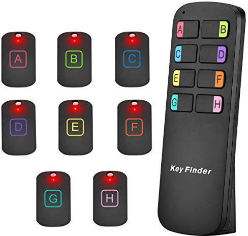 Key Finder Locator Tags, Lost Remote Finder Make Noise, TV Remote Control Finder with Sound 8 Receivers 85DB Beeper LED Light Wireless Item Tracker Locators Find Keys Device for Wallet Pets Gift