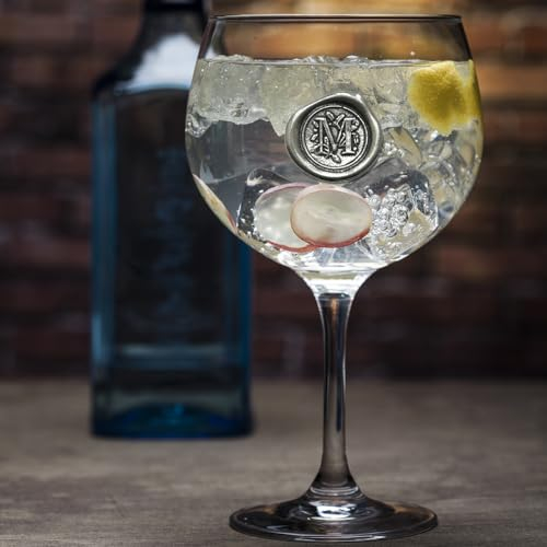 English Pewter Company Personalised Gin Glass with Your Choice of Initial - Unique Gift for Men or Women, Birthdays, Anniversaries (M) [MON313]