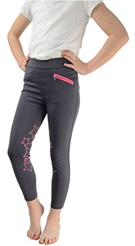 HyPERFORMANCE Childrens/Kids Stella Riding Tights (9-10 Years) (Iron Grey/Pink)