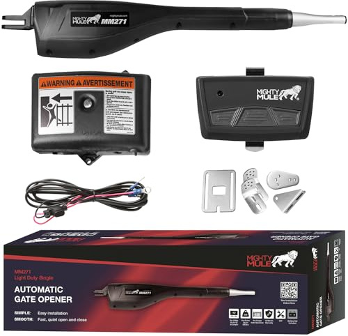 Mighty Mule MM271 Automatic Gate Opener, Solar Ready, Comes with Gate Opener Remote and More-Up to 12ft Long or 300lb, Black, 1 Gate Opener Kit