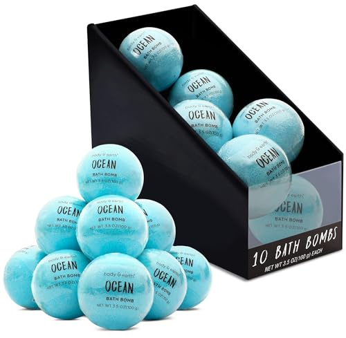 Bath Bombs for Women, BODY & EARTH 10 X 3.5 oz Ocean Bath Bomb Gift Sets Essential Oils Handmade Birthday Gift Idea for Family, Women, Men, Mother's Day Gifts for Women