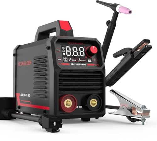 YESWELDER 205Amp Stick Welder Large LED Display with Lift TIG Torch, Digital Inverter IGBT ARC Welding Machine, 110V/220V Dual Voltage Hot Start Portable MMA Welder Machine, Arc Force