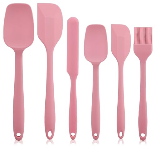Set di 6 Spatole in Silicone,Spatola Silicone Cucina, Cucina Utensili, Composto da Spatola, Raschietto, Pennello e Cucchiaio, Resistente al Calore fino a 230°C, Adatto per Cucinare e Cuocere al Forno