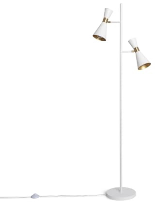 LEDKIA LIGHTING Lámpara de Pie de Metal 2 Focos Jigger Blanco E27