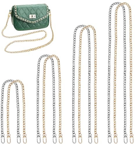 8 Stück Taschenkette Metall Kette für Tasche Gold Silber Schulterriemen Kettenriemen Schultergurt für Taschen DIY Riemen Ersatz Trageriemen Kette für Damen Handtaschen Umhängetasche 120/80/60/40cm