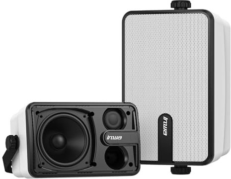 Inwa Bluetooth Wandhalterung Lautsprecher, IPX5 Lautsprecher im Freien, leistungsstarker Bass, Sync bis zu 100 Lautsprecher, Innen-/Außen Sound System für Outdoor/Innen(2 PCS, Sync Speaker)