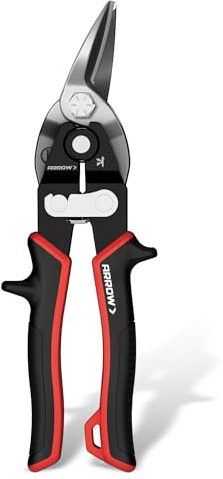 ARROW 8-inch Tin Snips for Cutting Metal Sheet, CR-V Steel Aviation Snips, High Leverage Labor-saving Metal Cutter, Left Cut