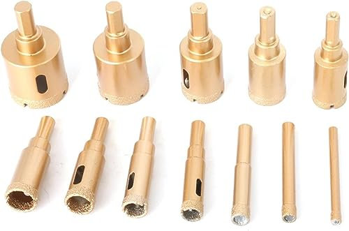 Jeu de mèches en cobalt, 10-12 pièces 6-35mm diamant enduit foret ensemble scie cloche ensemble outils à main marbre granit pierre carrelage céramique(12pcs No Box)