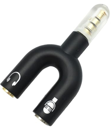 Splitter audio, adattatore jack da 3,5 mm, 2 in 1 da 3,5 mm tipo U, adattatore connettore audio microfono per telefono, laptop, PC, uomini e donne