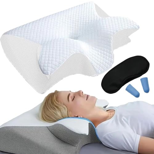 ZHAOZHI Cuscino Cervicale Ergonomico,Sollievo Cervicale,Cuscino Ortopedico Cervicale Per Alleviare Il Disagio Al Collo,Cuscino Ergonomico Hicaly (Bianco)