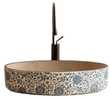 Vessel Vanity Sink Oval Ceramic Bathroom Sink Balcony Toilet Outdoor Washstand Basin (Including Accessories) Modern Countertop