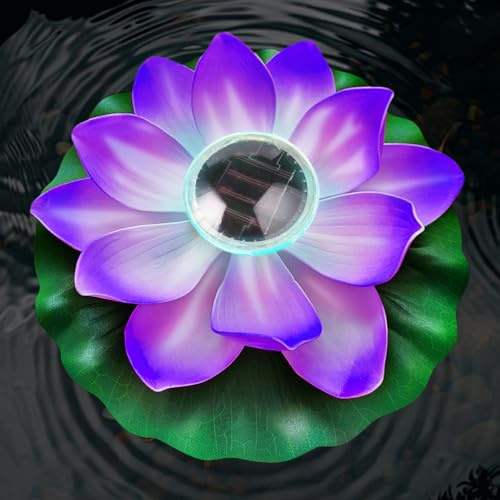 jindaaudio Lampada a energia solare per piscina a forma di loto, LED impermeabile, moderna lampada galleggiante da giardino, 12 cm, accensione/spegnimento automatico, per decorazione stagno, fontana