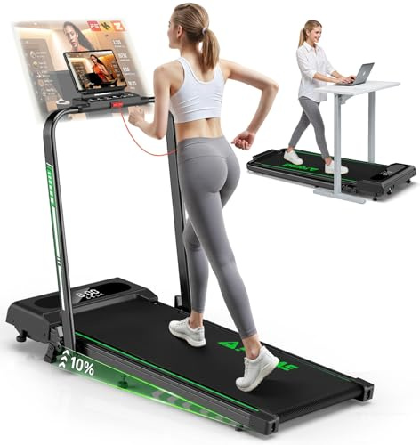 Tapis Roulant Elettrico Pieghevole 1-12km/h, 5 in 1 tapirulan con Inclinazione, Salvaspazio Con Doppio Display LED, Supporto per App e Tablet, Telecomando, Nessuna Installazione Richiesta