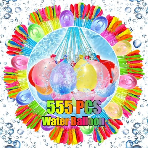 555 Pcs Bombe à Eau et 3 adaptateurs, Auto Scellantes Sans Nœuds Ballons à Eau Color, Remplissage Rapide de 10 Secondes Bombe à Eau Ballon, Pour La Fête De La Piscine D'été