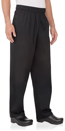 Chef Works Men's Essential Baggy Chef Pants, Black, X-Large