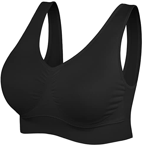 SIMIYA BH Damen ohne Bügel Bustier Damen große Brüste Schlaf BH Push up Sport BH gepolstert Bralette (Schwarz,XXL)