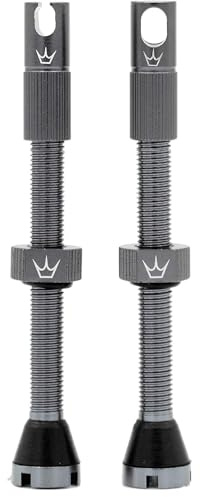 Peaty's x Chris King MK2 Valve Tubeless Presta - Clé à Rayons Intégrée, Bouchon de Retrait du Noyau de Valve, Aluminium 7075, Compatible avec Insert, Accessoire Velo pour Pneu de Vélo - Gris 60 mm