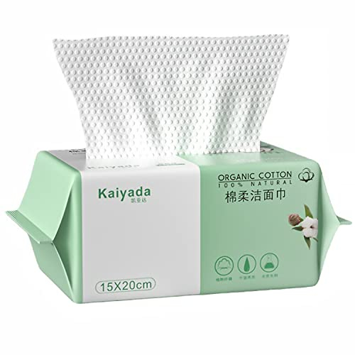 100PCS Toallas Facial Desechables, Toallitas Secas de Algodón 100% Algodón, Toallitas para Bebés, Natural y Biodegradable, Espesar Toallas de Papel Húmedas y Secas Para Todo Tipo De Pieles