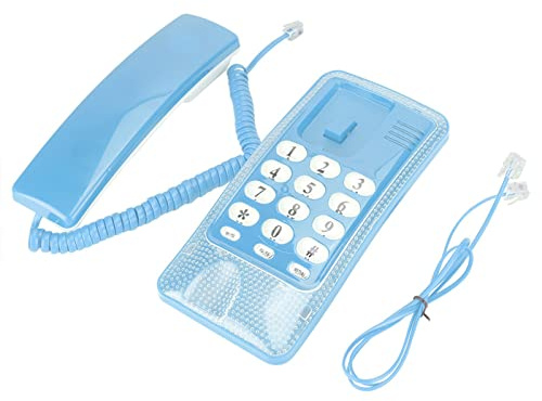 Téléphone Fixe Filaire, Téléphone Fixe avec Fonction de Recomposition du Dernier Numéro Flash Téléphone Portable Montable au Mur pour la Maison, L'hôtel, Le Bureau(Bleu)