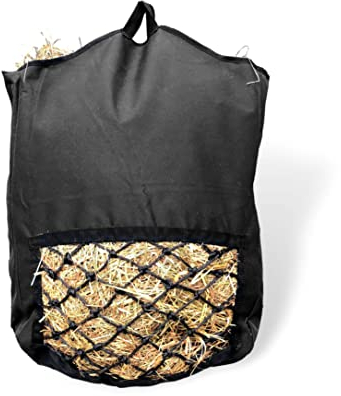 Heusack für Pferde - Heutasche zur Beschäftigung Mit 5 kg Füllgewicht & Maschenweite 5x5cm (1x Schwarz)